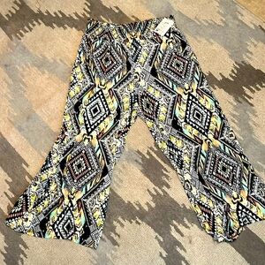 NWT French Laundry multicolored, flowing pants with front pockets, size medium